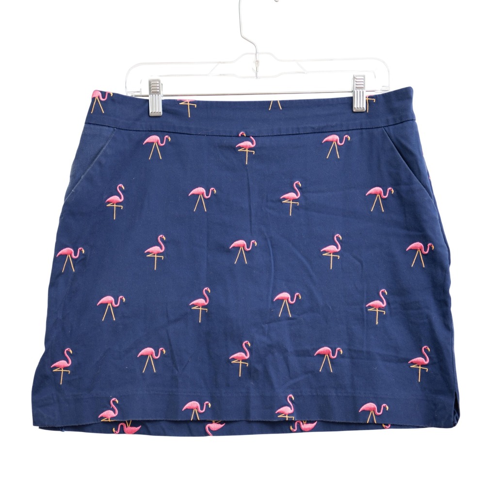 Loudmouth Golf Tennis Skort Sz 12‎ Navy Pink Flamingo Embroidered Country Club